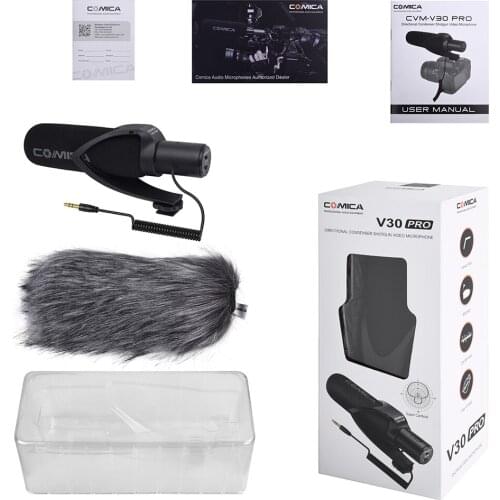 Comica Cvm-V30 Pro Super-Cardioid Directional Condenser Video Microphone with 3.5Mm Interface Professional Shock Mount Univers