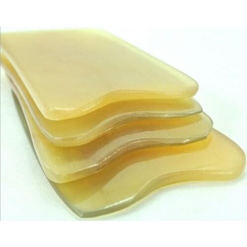 Good quantity L size thicken 10cm*5cm square yellow ox horn massage guasha board beauty face Scrapping plate free shipping 10pcs