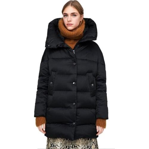 European American Womens Cotton-padded Clothes Mid-length Thick Hooded Plus Size Warm Cotton-padded Bread clothes 2021 New