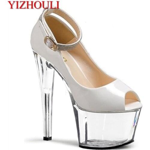 The new womens fashion sexy high-heeled shoes toe heel pump hot selling strappy exotic shoes 17cm