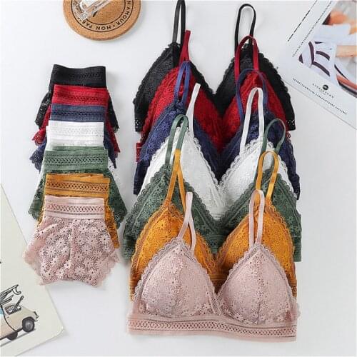 Women Lace Bra Sets Seamless Underwear Backless Vest Sexy Panties Padded Ultrathin Bralette Female Lingerie Briefs Sports Bra