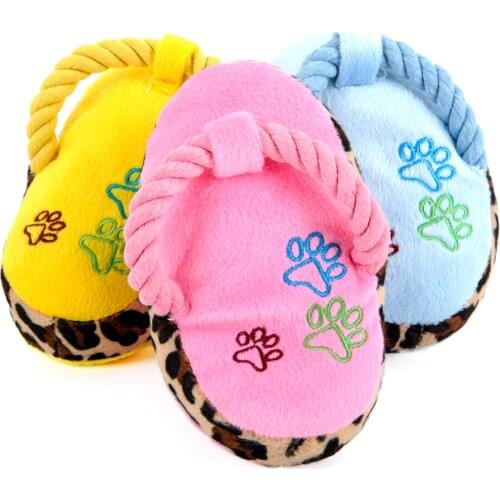 1Pcs Dogs Toy Pet Blue Puppy Chew Play Cute Plush Slipper Shape Squeaky Supplies Factory Direct Dog Toys