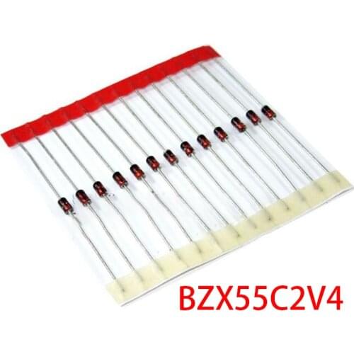 100PCS 0.5W BZX55C2V4 3V3 3V6 4V7 5V1 5V6 6V2 6V8 7V5 8V2 9V1 10V 12V 13V 15V 16V 18V 20V 24V 30V 1/2W DO-35 Diode Zener 500mW