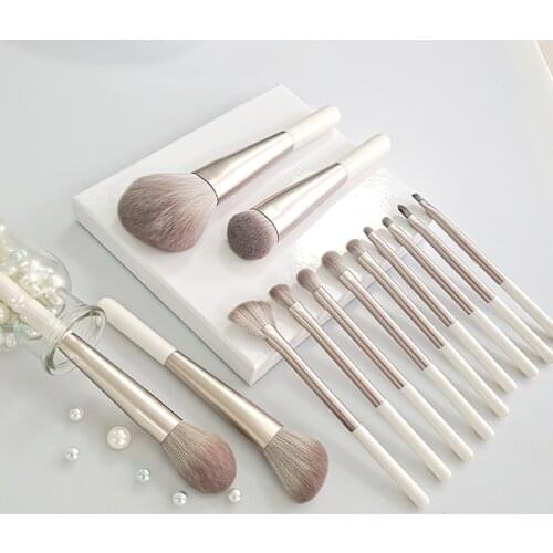 13PCS White Moon Light Makeup Brush Set Romantic Complete Brush Kit Cosmetics Foundation Eye Concealer Blush Makeup Brush Tool