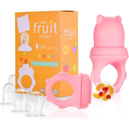 2Pcs/Lot Baby Food Feeder Fruit Feeder Pacifiers for Teething Relief with S/M/L 3 Size Silicone Pacifiers for Infants