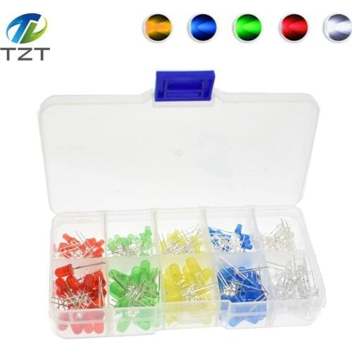 200PC/Lot 3MM 5MM Led Kit With Box Mixed Color Red Green Yellow Blue White Light Emitting Diode Assortment 20PCS Each New