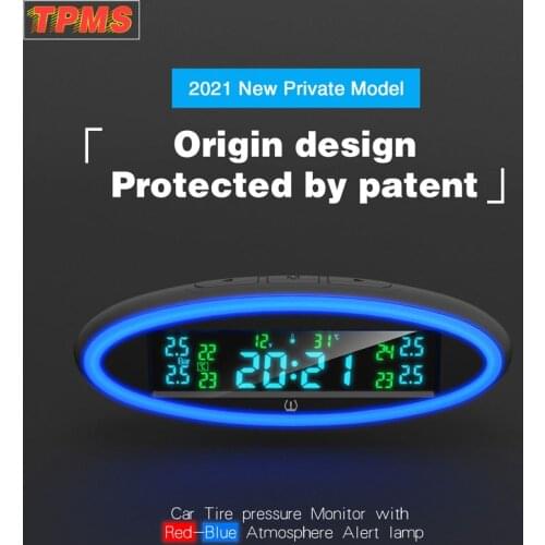 2021 NEW Clock TPMS Car Intelligent System Alarm Tire Pressure Gauge Waterproof TPMS Sensor OBD Tools USB ACC Power Supply