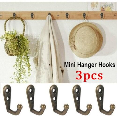 3pcs Vintage Antique Wall Door Hooks Mini Wall-mounted Cloth Hanger for Key Clothes Coat Hat Bags Towel Small coat hook