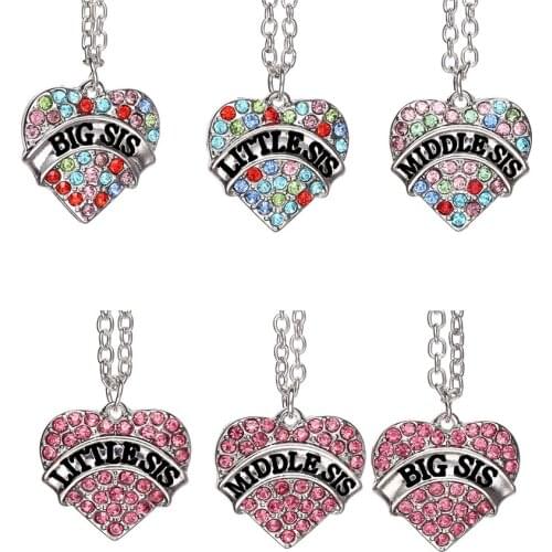 3X Big Middle Little Sis Sister Heart Pendant Women Best Friends Necklace Set Best Friends Necklace Friendship BFF Jewelry Gifts