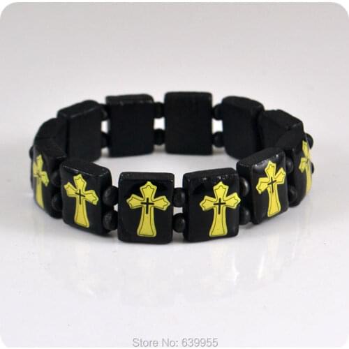 3x Cross Wood beads Bracelet wristband Catholic Christian Fashion Religious Jewelry