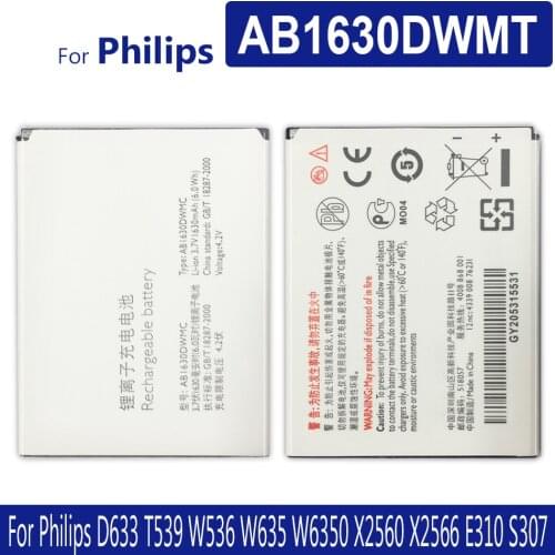AB1630DWMT AB1630DWMC AB1630AWMX AB1630AWMC AB1630BWMB Battery For PHILIPS Xenium D633 T539 W536 W635 W6350 1630mAh