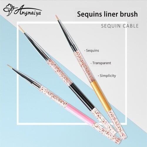ANGNYA 3Pcs 7/9/11mm Nail Art Thin Line Painting Pen Acrylic UV Gel Brushes Drawing Crystal Liner French Design Manicure Tool