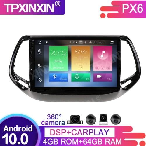360 Cameras Screen Android 10 4+64G DSP For JEEP Commander 2016-2019 Car Multimedia Player GPS Navi Headunit Radio Audio Stereo