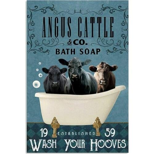 Bath Soap Cattle Poster Art Print Funny Gift for Cow Lover Retro Fashion Chic Funny Metal? -Tin Sign