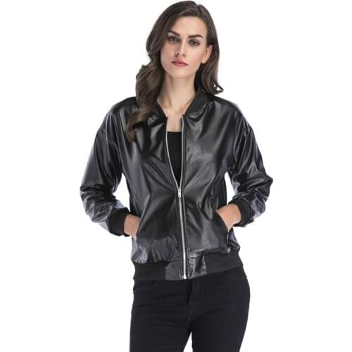 Black PU Leather Female Jacket Short Black Faux Leather Jackets Spring Autumn Coat Women Motorcycle chamarras de mujer YQ266