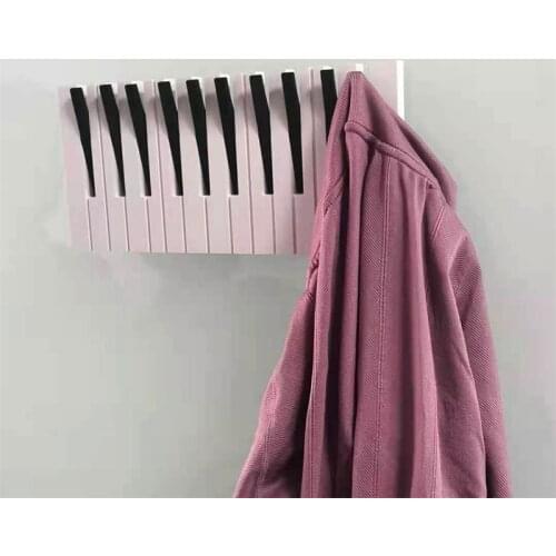 Decorative Coat Rack Wooden Piano Shaped Wall Hook with 10/13/16 Hangers for Hat Keychain Storage TS1