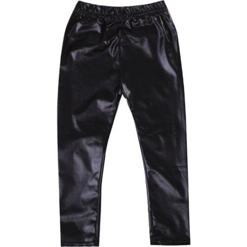 Girls Children Black PU Leather Long Pants Baby Kids Girls Spring Leggings 1-8Y Girls Clothing