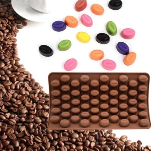 By dhl 150pcs New Arrival High Quality Silicone 55 Cavity Mini Coffee Beans Chocolate Sugar Candy Mold Mould Cake Dec