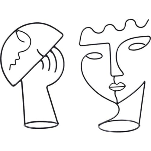 For Home Face Art Nordic Ornament Modern Decorative Figure Metal Face Art Decorative Statue Abstract Decoration