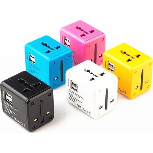 Travel Adapter Multiple color Electric Plug Power Universal Socket Adapter USB Power Charger Converter EU UK US AU 2.1A
