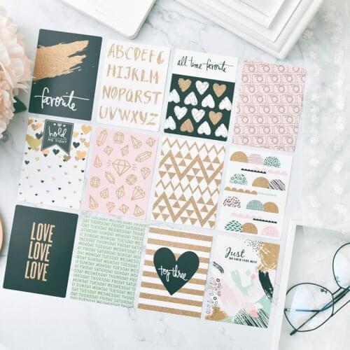 Enjoy Love Moment 24pcs 3x4 journaling Glitter Paper Pocket Cards for Scrapbooking DIY Projects/Photo Album/Card Making Crafts