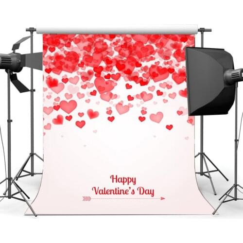 Happy Valentines Day Backdrop Sweet Hearts Cupids Arrow Bokeh Red Glitter Sequins Photography Background
