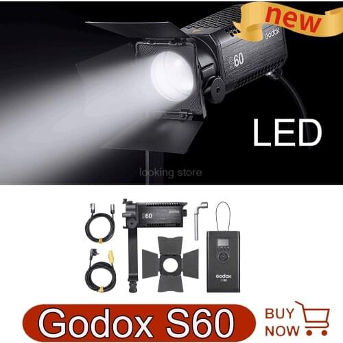 Godox S60 60W Focusing LED Photography Continuous adjustable Light Spotlight With Barn Door for Professional Photography