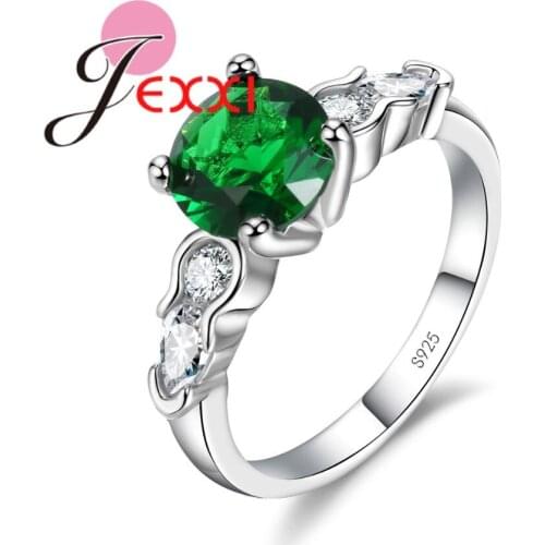 Classic Round Clear Cubic Zirconia 925 Sterling Silver Finger Rings for Women Wedding Jewelry Bague Femme