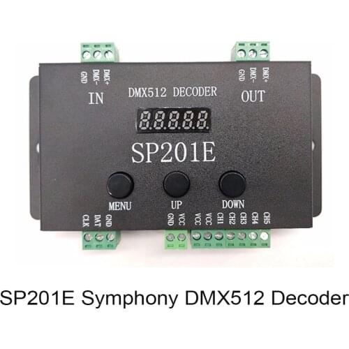 DC5-24V DMX512 Decoder Controller SP201E SPI Signal Addressable IC RGB led Pixel 5 Channel PWM Output WS2811 WS2812B 1903 Strips
