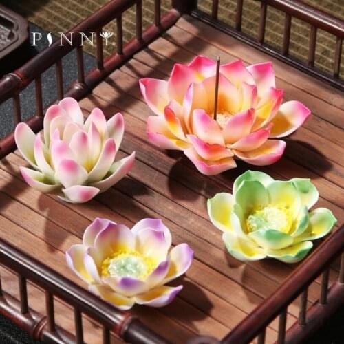PINNY Lotus Discoloration Censer Tea Pet Ceramic Tea Ceremony Ornaments Home Decoration Accessories Stick Incense Burner