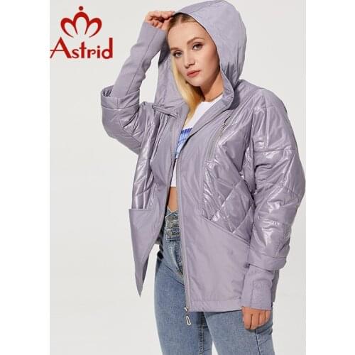 Astrid 2021 Autumn New Womens Thin Cotton Jacket Windproof Warm Plus size with Hood Zipper Coat Women Parkas Outerwear AM-8734
