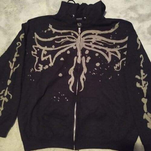 Harajuku Zip Up Long Sleeve Coat Jacket Women Gothic Sweatshirt Y2K Oversized Hoodie E-girl Clothes Korean Vintage Streetwear