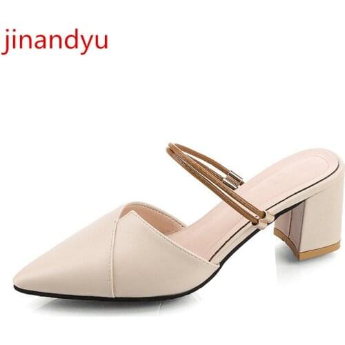 Summer Womens Shoes Chunky Heels Sandals Korean Style Shoes for Women Slippers High Heels Sandals Women Leather Fashion Heels