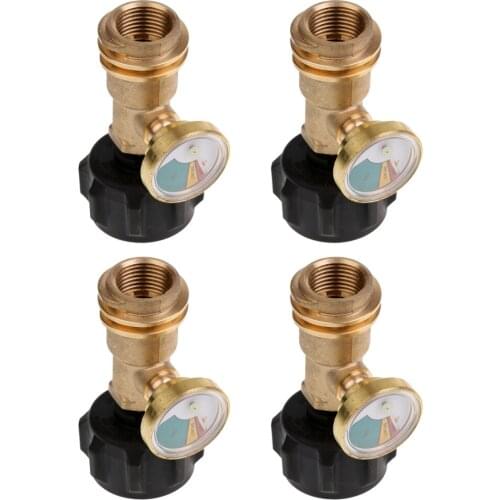 4 Propane Tank Gauge Gas Grill BBQ RV Pressure Adapter Meter Lever Indicator