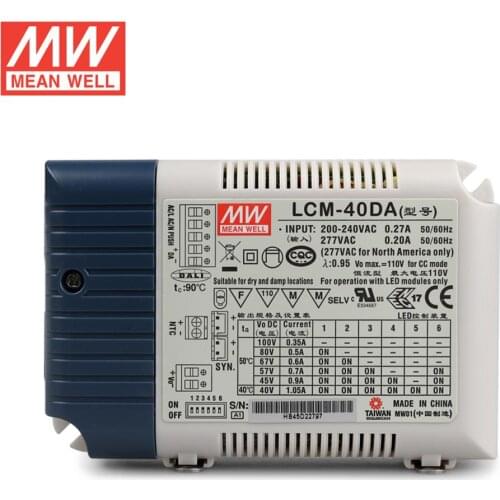 MEAN WELL LCM-40DA 40W Multiple-Stage Constant Current 350mA/500mA/600mA/700mA/900mA/1050mA LED Driver DALI Push Dimming