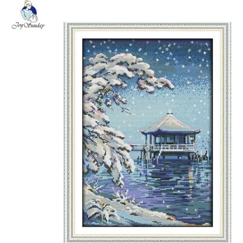 Joy Sunday The pavilion on the water Counted DIY Cross Stitch kits 11CT 14CT DMC Printed Cloth for Embroidery NKF Home Decor