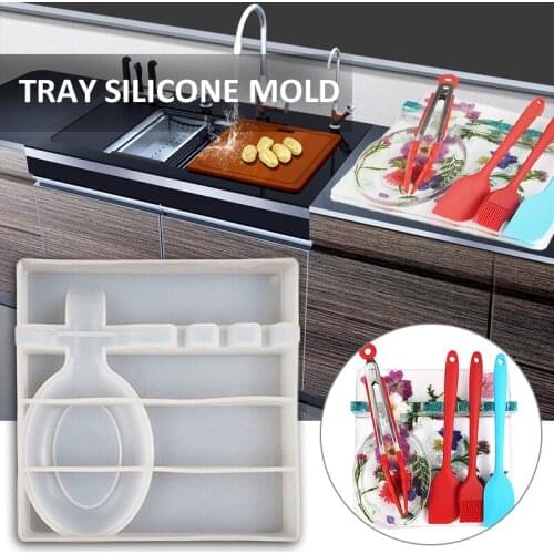 New Durable Silicone Oil Brush Scraper Tongs Holder Tray Mold Resin Casting Epoxy Mould For Storage Of Kitchen Sundries