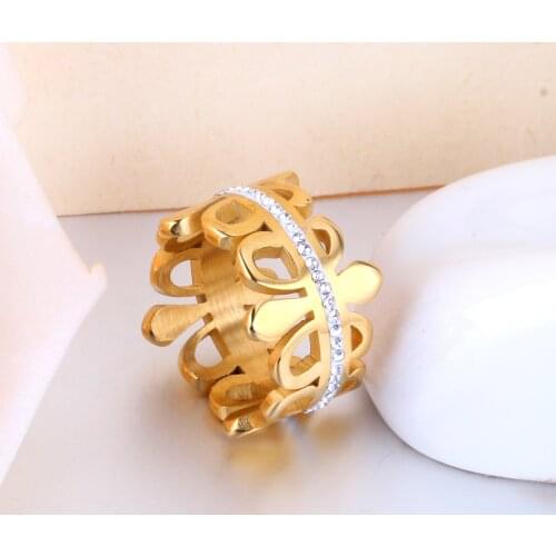 LUXUSTEEL Cubic Zirconia Engagement Rings anillos Gold Color Stainless Steel Wedding Brand Rings For Female Collier Bijoux