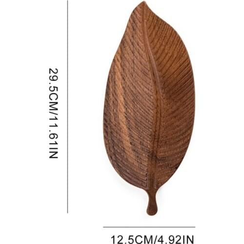 Storage Trays Black Walnut Wood Leaf Shaped Plates Dishes For Food Cake Fruit Candy Saucer Dessert Dinner Bread And Towel Tray