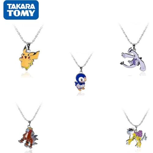 Takara Tomy Pokemon Kawaii Pikachu Necklace Pendant Cartoon Cute Model Anime Peripheral Jewelry Holiday Birthday Gift for Friend