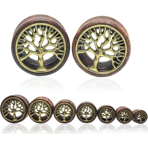 1Pair Fashion Flesh Tunnels Ear Plug Gauges Bubinga Wood Hollow Saddle Expander Stretchers 8-20mm Body Piercing Jewelry New 2016