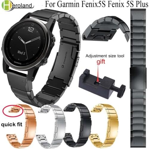 Watch Band Genuine Stainless Steel Easy Fit strap for Garmin Fenix 5s /5S plus Quick release Replacement wristband bracelet+tool