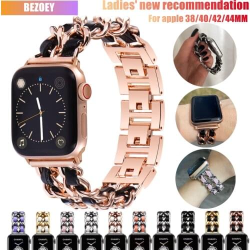 Stainless Steel luxury For Apple Watchband6 5 4 3 44MM 40MM New Strap for iWatch series5 4 3 42mm 38mm strap women Bracelet Band