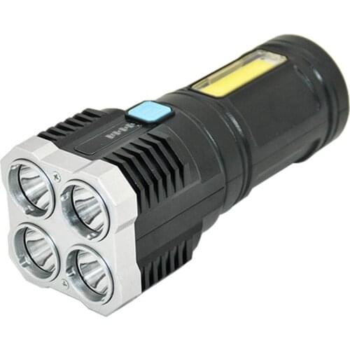 LED Flashlight USB Rechargeable Flashlight with COB Side Light Last 3 Hours Torch Zoomable 4 Lighting Modes USB Charging