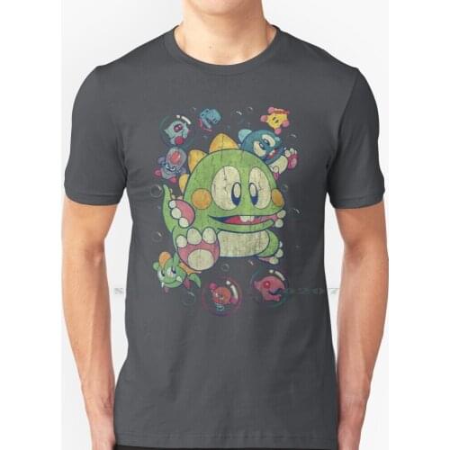 Bubble Bobble Vintage Action T Shirt 100% Pure Cotton Bubble Bobble Green Dragon Lizard 8 Bit Nes Vintage Arcadian Game