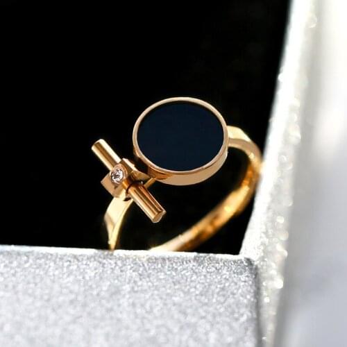 YUN RUO New Arrival Black Rings AAA Zircon CZ Inlay Rose Gold Color Woman Gift Party Titanium Steel Jewelry Top Quality Not Fade