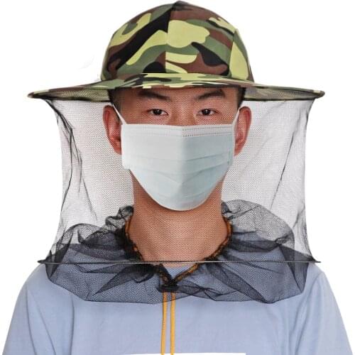 Bee Keeping Protective Bee Hat Anti bee Two-Layer Head Top Camouflage Hat-Veil Combo Bee Hat Bug Mesh Mask Beekeeping