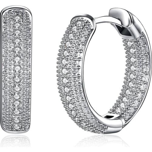 DreamCarnival 1989 New Arrival Cassic Rhodium Color Hoop Earrings White Cubic Zirconia Women Luxury Aros Mujer Oreja SE24111