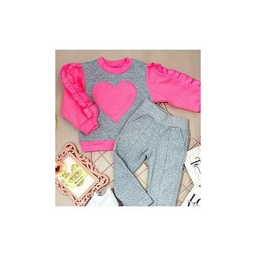Ma&Baby 6M-5Y Toddler Kid Girls Clothes Set Ruffles Heart Pattern Long Sleeve Tops Pants Outfits Autumn Spring Clothing DD40