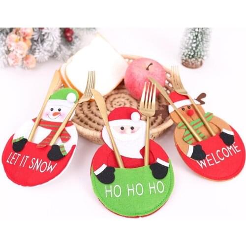 1pcs Christmas Decorations Snowman Kitchen Tableware Holder bag Party gift Xmas ornament Christmas decorations for home table
